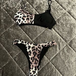 Shein black & cheetah bikini